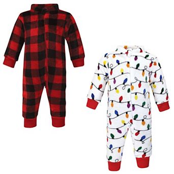 Hudson Baby Unisex Baby Plush Jumpsuits, Christmas Lights, 3-6 Months