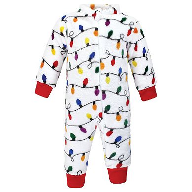 Hudson Baby Unisex Baby Plush Jumpsuits, Christmas Lights, 3-6 Months