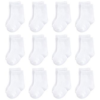 Touched by Nature Baby Unisex Organic Cotton Socks, White 12-Pack