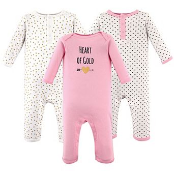 Hudson Baby Infant Girl Cotton Coveralls 3 pk Heart