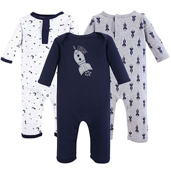 Yoga Sprout Baby Boy Cotton Coveralls 3 pk Spaceship, 3-6 Months