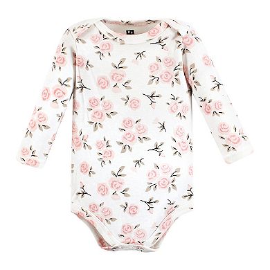 Hudson Baby Infant Girl Cotton Long-Sleeve Bodysuits, Cinnamon Pink Prints 7-Pack