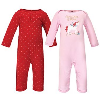 Hudson Baby Infant Girl Cotton Coveralls 2 pk Magical Christmas