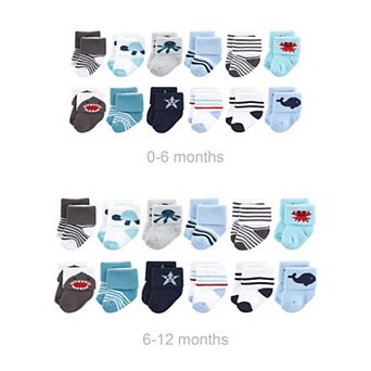 Infant Boy Grow with Me Cotton Terry Socks, Sea Creatures, 0-6 and 6-12 Months