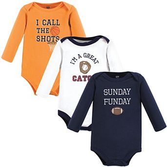Hudson Baby Unisex Baby Cotton Long-Sleeve Bodysuits, Fall Winter Sports