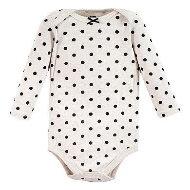 Hudson Baby Infant Girl Cotton Long-Sleeve Bodysuits, Cinnamon Pink Prints 3-Pack