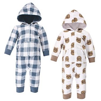 Hudson Baby Infant Boy Fleece Jumpsuits, Coveralls, and Playsuits 2 pk Little Bear