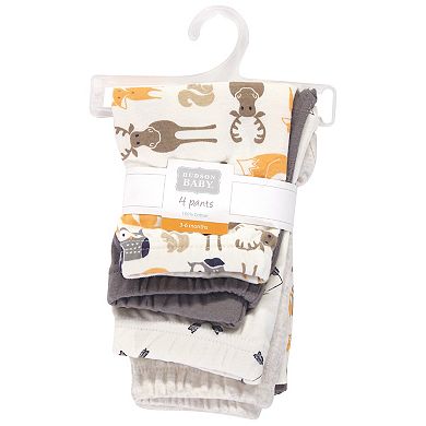 Hudson Baby Infant and Toddler Boy Cotton Pants 4pk, Boy Forest