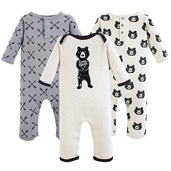 Yoga Sprout Baby Boy Cotton Coveralls 3 pk Bear Hugs