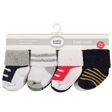 Luvable Friends Baby Boy Newborn and Baby Terry Socks, Athletic