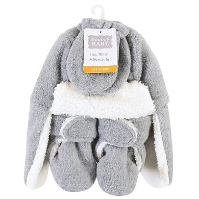 Hudson Baby Unisex Baby and Toddler Trapper Hat, Mitten and Bootie Set, Heather Gray