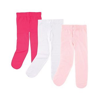 Luvable Friends Baby and Toddler Girl Nylon Tights, Dark Pink Light Pink, 0-9 Months