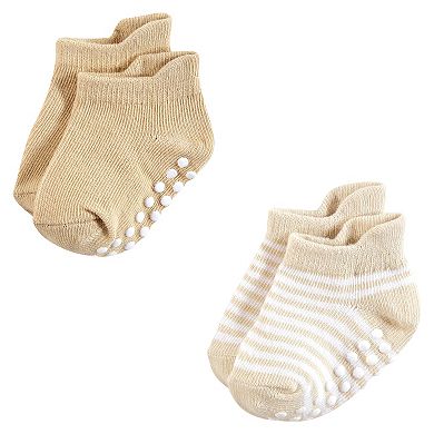 Hudson Baby Infant Boy Non-Skid No-Show Socks, Blue Tan