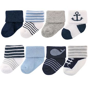 Luvable Friends Baby Boy Newborn and Baby Terry Socks, Whale