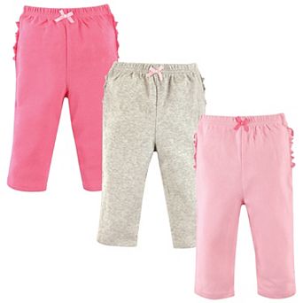 Hudson Baby Infant and Toddler Girl Cotton Pants 3 pk Pink Gray