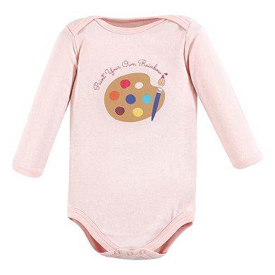 Hudson Baby Infant Girl Cotton Long-Sleeve Bodysuits, Creativity