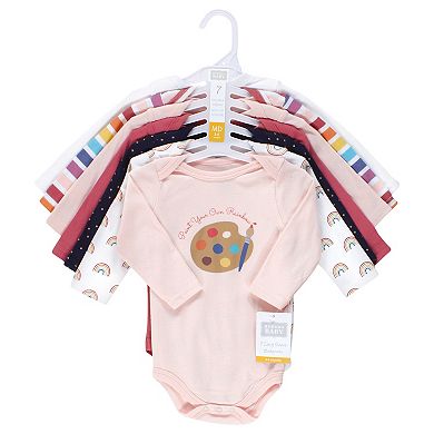 Hudson Baby Infant Girl Cotton Long-Sleeve Bodysuits, Creativity
