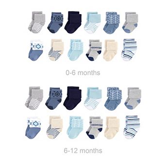 Infant Boy Grow with Me Cotton Terry Socks, Safari, 0-6 and 6-12 Months