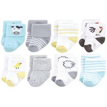 Hudson Baby Unisex Baby Cotton Rich Newborn and Terry Socks, Farm
