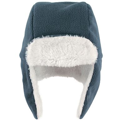 Hudson Baby Infant Boy Trapper Hat, Mitten and Bootie Set, Coronet Blue