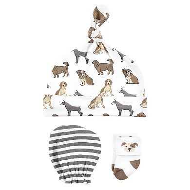 Infant Boy Caps, Mittens and Socks Set, Dog
