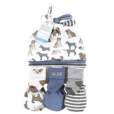 Infant Boy Caps, Mittens and Socks Set, Dog