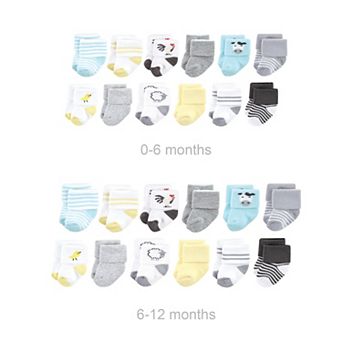 Unisex Baby Grow with Me Cotton Terry Socks, Farm, 0-6 and 6-12 Months