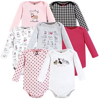 Hudson Baby Infant Girl Cotton Long-Sleeve Bodysuits, Girl Dogs 7-Pack
