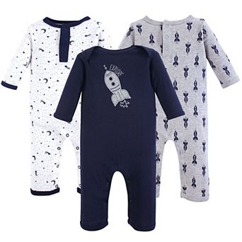 Yoga Sprout Baby Boy Cotton Coveralls 3 pk Spaceship