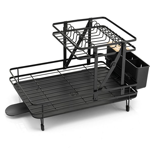 2Tier Collapsible Dish Drainer Rack, Versatile Single or DoubleTier