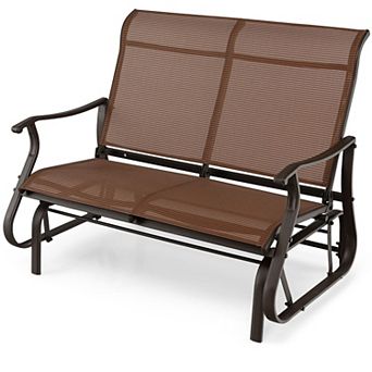Outdoor 2-Person Glider Bench, Patio Porch Swing Bench with Smooth Gliding Motion