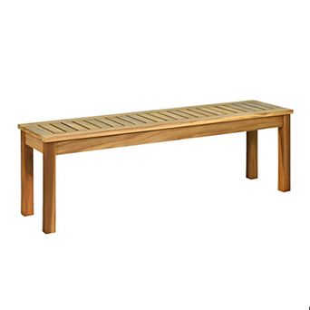 Acacia Wood Dining Bench Outdoor Patio Garden Entryway Slatted Seat 3 Person