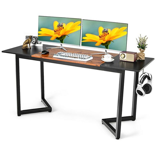 63Inch Large Computer Desk with Splice Board for Home and OfficeBlack