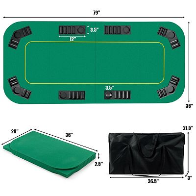 80 Inch x 36 purchases Inch Folding 8 Player Deluxe Texas Poker Table Top with Bag