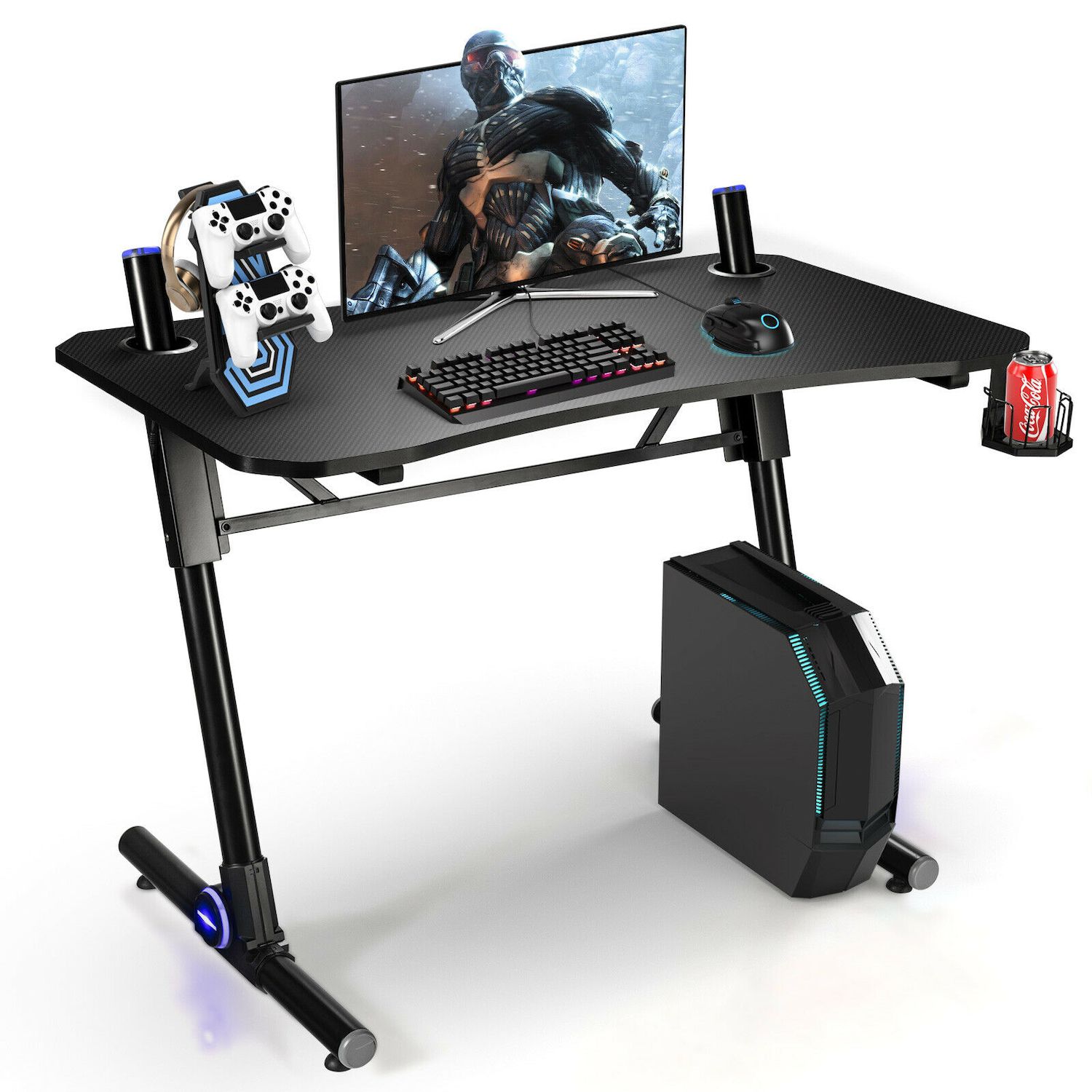 Homcom 47 Racing Style Gaming Desk, Z-shaped Computer Table With