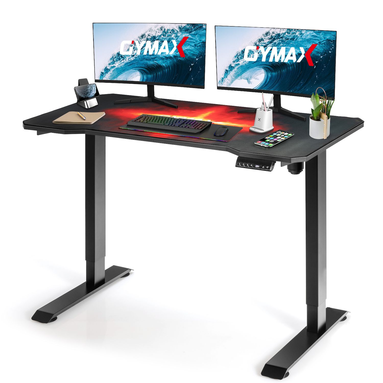 Emma+oliver 55 Computer Gaming Desk - Headphone Holder - Cable Management  - Mouse Pad