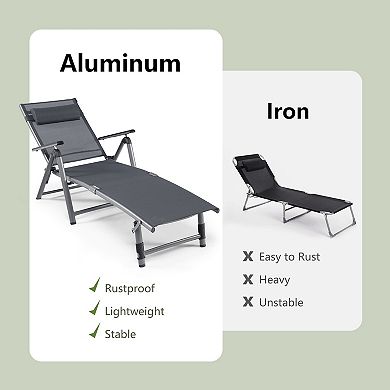 Outdoor Aluminum Chaise Lounge Chair with Quick-Drying Fabric
