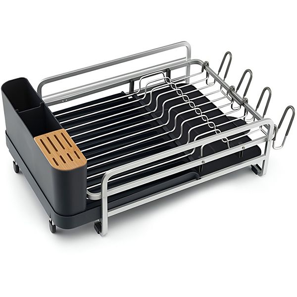 Aluminum Expandable Dish Drying Rack with Drainboard and Rotatable Drainage  Spout