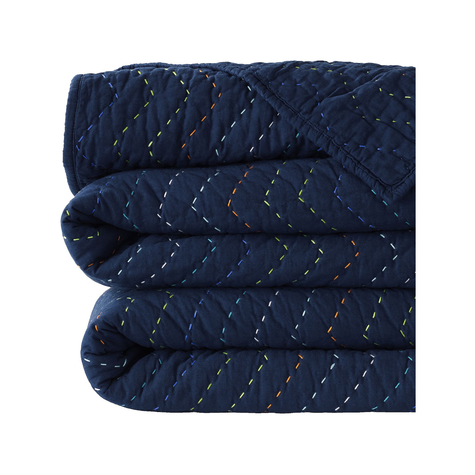 Lands End Kids Seed Stitch Quilt or Sham, Blue Team Stitch