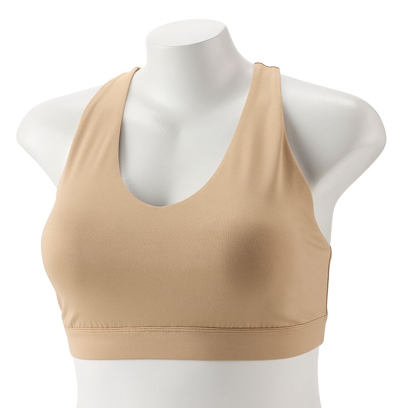 Plus Size Tek Gear® Ultrastretch Medium Support V-Neck Sports Bra, Women's, Size: 4XL, Mini Latte