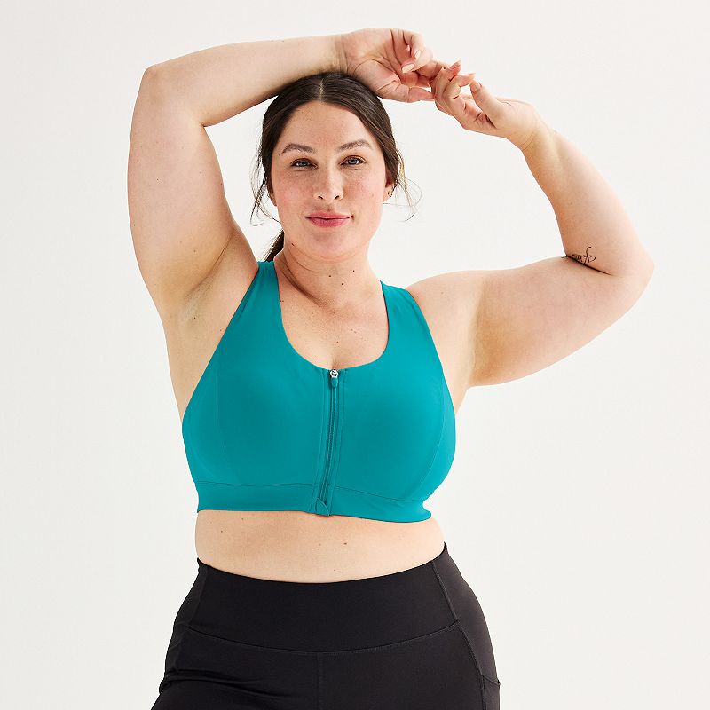 Plus Size Tek Gear® Ultrastretch Medium Support Zip Front Sports Bra, Women's, Size: 4XL, Keilani Blue