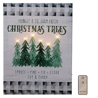 LumaBase LED Holiday Tree Farm Lighted Wall Art