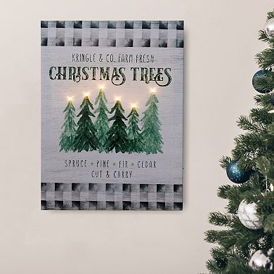 LumaBase Holiday Tree Farm Lighted Wall Art