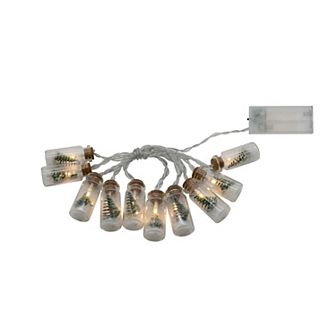 LumaBase Battery Operated 10-Light Mini Glass Bottle Winter Scene String Lights