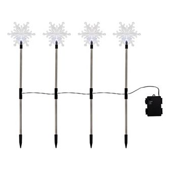 LumaBase Battery Operated LED Snowflake Yard Lights 4 pc Set