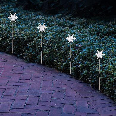 LumaBase Battery Operated Snowflake Yard Lights Set of 4