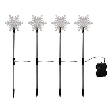 LumaBase Battery Operated Snowflake Yard Lights Set of 4