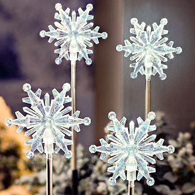 LumaBase Battery Operated Snowflake Yard Lights Set of 4