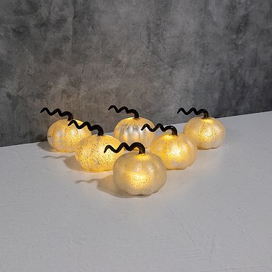 LumaBase 6-Pack Light-Up Mercury Glass Pumpkins