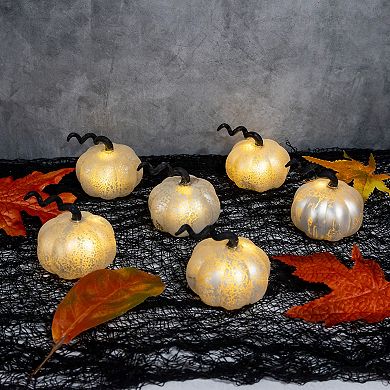 LumaBase 6-Pack Light-Up Mercury Glass Pumpkins